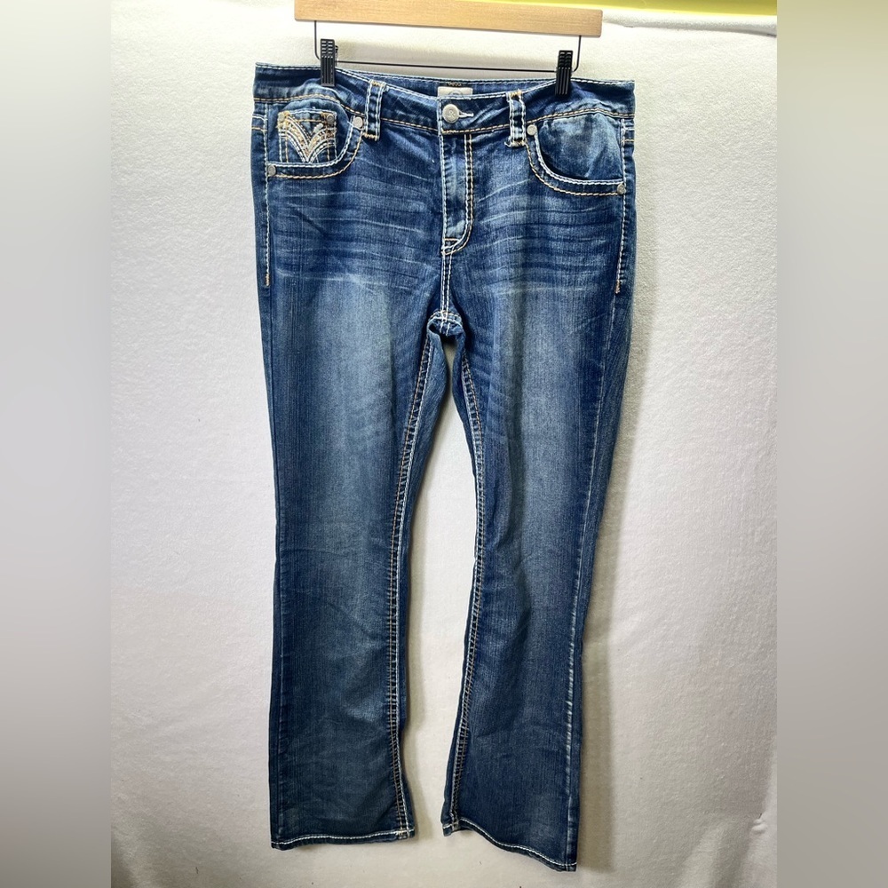 Realco Jeans Bootcut Denim Jeans Womens 32 Plus size Blue Stretch Western 2283